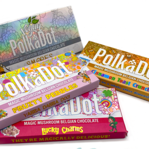 Alternative view of polkadot magic mushrooms chocolate